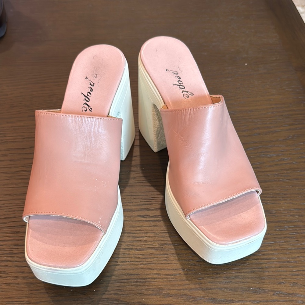 Free People Pink Platform Mules
